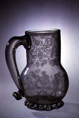 Blown and Diamond Point Engraved Tankard by Dutch School